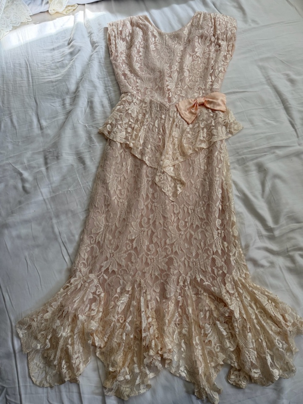 Peach Blossom" Vintage Lace Gown 1930’s